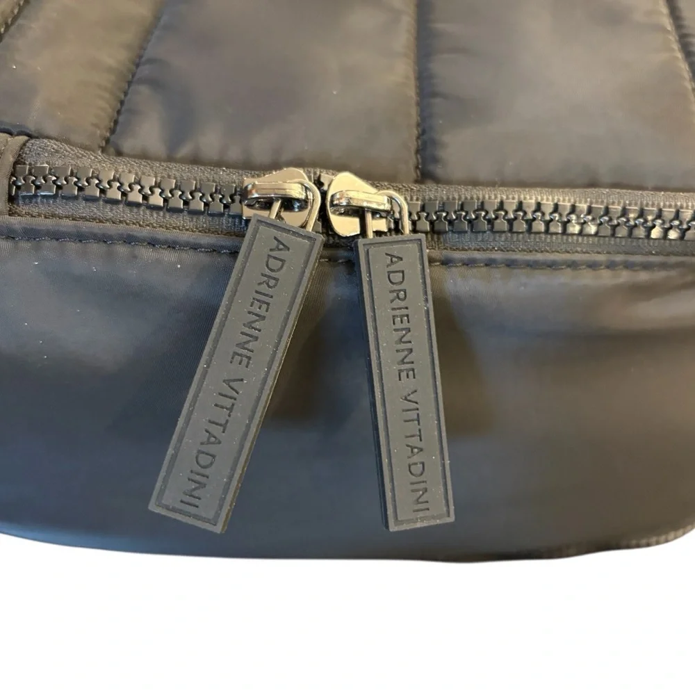 Adrienne Vittadini Travel Collection Black Nylon Backpack Logo‎ Luggage Tag NWT